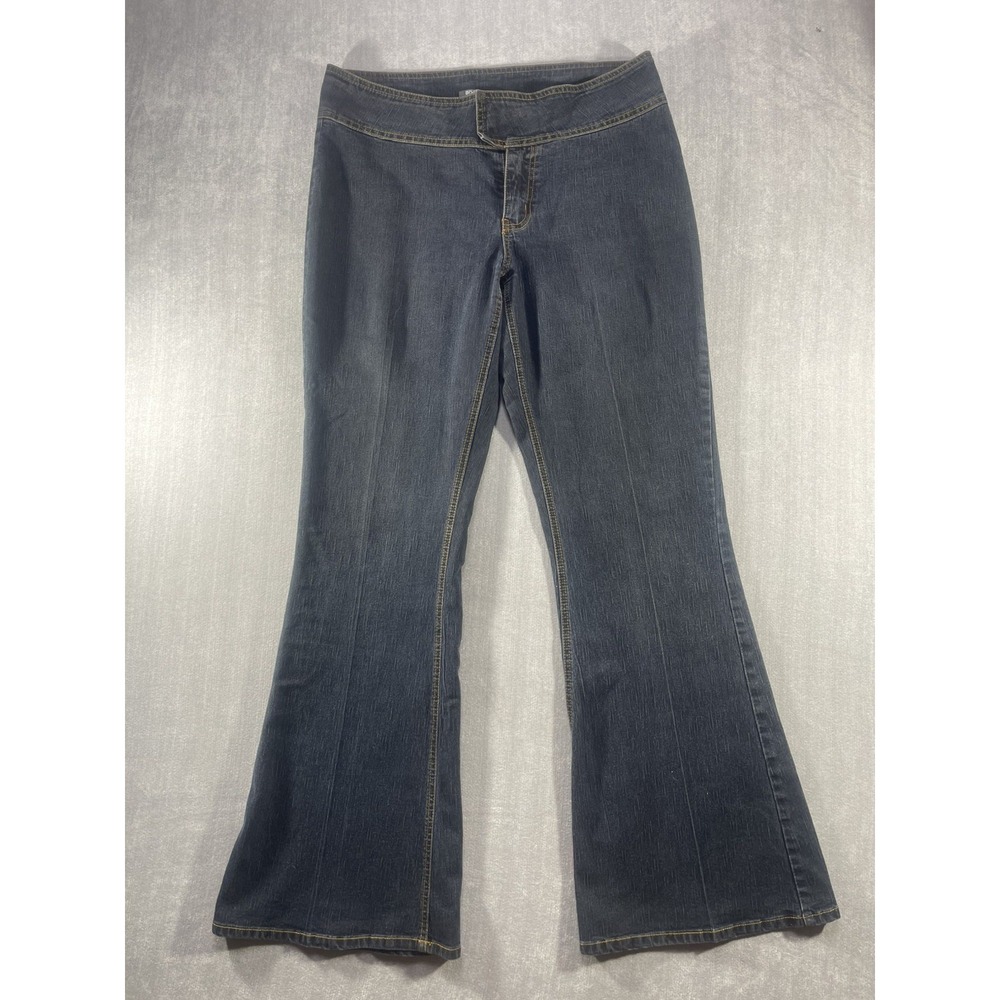 Bisou Bisou Michele Bohbot Womens Jeans Flare Leg Dark Wash Blue Size 12 Stretch
